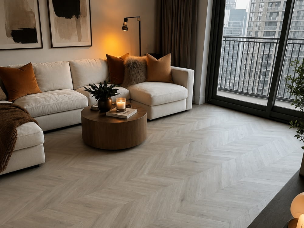 PVC Hongaarse punt laten leggen met vloerverwarming in appartement