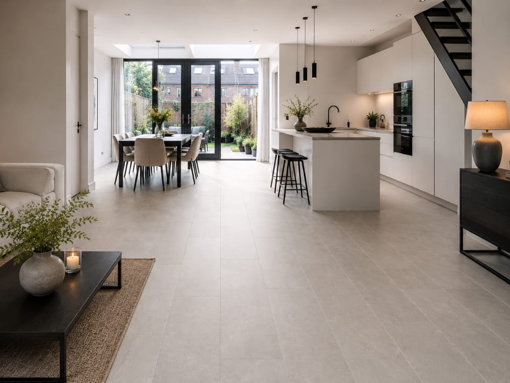 Luxe PVC tegellook vloer in moderne woning