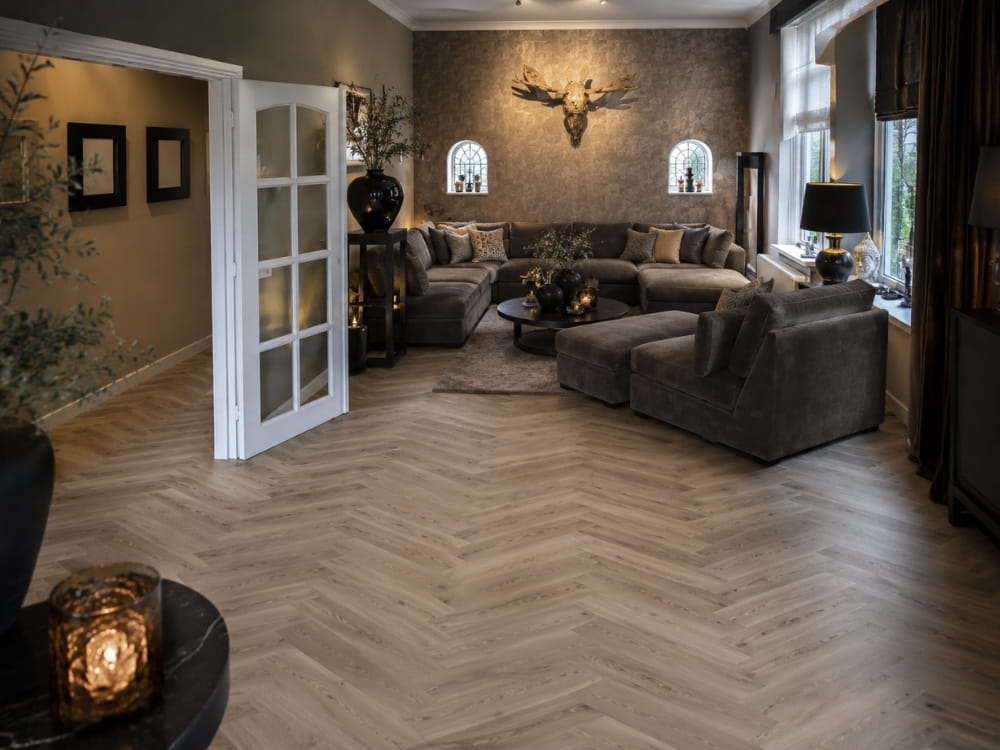 Weense punt PVC in warm interieur met vloerverwarming